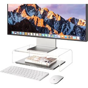 X-cosrack Acrylic Monitor Stand Riser,Clear Monitor Riser for Desk Accessories and Organizers,Computer Monitor Shelf for Laptop,PC,Printer,Screen,Home and Office Supplies