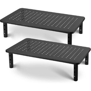 Monitor Stand,3 Height Adjustable Monitor Stand Riser,Monitor Riser with Airflow Vents,Laptop Stand for Desk, Laptop Riser, Desk Organizer for Monitor, 15.6" Laptop, PC, Printer,2 Pack Black