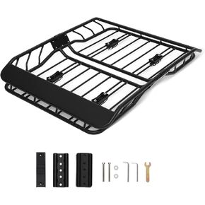 63" x 43" x 6.3" Rooftop Cargo Basket 300 LBS Loading Capacity Anti-Rust Rooftop Cargo Carrier, Roof Rack Basket for SUV, Car and Truck, Black Roof Basket
