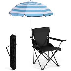 1 Set Beach Chair with Umbrella Foldable Camping Chair Fold up Umbrella with Universal Clamp Large Portable for Outdoors Fishing Camping Hiking Travel Picnic Beach