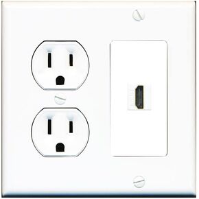 RiteAV Custom HDMI Wall Plate 1 Port - Round Outlet [White/White]