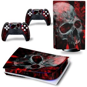 Vinyl Skin Sticker Decal Cover for PS5 Disk Version, Blood Skull PS5 Console and Controllers Skin
