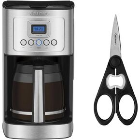 Cuisinart Coffee Maker, 14-Cup Glass Carafe, Fully Automatic for Brew Strength Control & 1-4 Cup Setting, Stainless Steel, DCC-3200P1 & C77TR-SHR Classic Shears 8" All Purpose Kitchen Scissors, Black