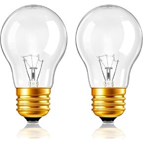 مصباح ضوء الفرن A15 40W 120V 500 درجة فهرنهايت لمبة أجهزة مقاومة للحرارة ، المدى الثلاجات المدى محرك السيارة مواقد ميكروويف باسا مصباح البهارات ، E26 قاعدة متوسطة 2700K أبيض دافئ ، 2 عبوة