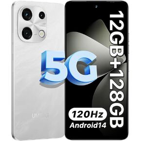 UMIDIGI Note 100 5G Cell Phone, Android 14 Unlocked Phones, 12(6+6) GB+128GB/TF 1TB Expend, 5G Dual SIM, 50MP Camera, 6.8" HD+120Hz Display, Fingerprint+AI Face Unlock, 5000mAh Android Phone(Black)