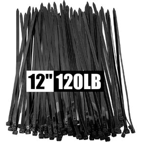 500 Pieces Zip Ties 12 Inch with 120 LBS Tensile Strength Black Heavy Duty Cable Ties for Indoor Outdoor