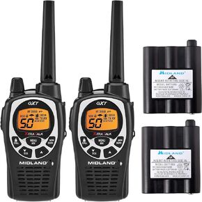 Midland GXT1000 GMRS Radio Walkie Talkie with Extra Battery Packs