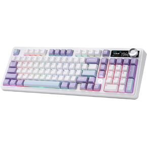 AJAZZ AK980 Wireless Keyboard with Smart Display & Knob,98% Mechanical Keyboard Tri-Mode BT/2.4G/USB-C, Hot Swappable, PBT Keycaps, with RGB Light for Win & Mac(Black,Murad Switch)