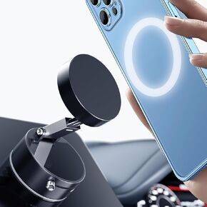 Vacuum Magnetic Phone Holder, Foldable & Retractable Magnetic Suction Cup Phone Mount, Double-Sided Magnetic Phone Stand for Car/Gym/Mirror/Shower,Compatible with iPhone 16/15/14/13/12