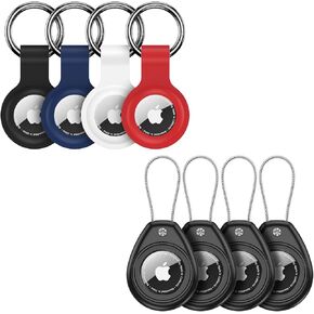 4 Pack AirTag Holder AirTag Keychain Case,IP68 Waterproof AirTags Key Chain,Silicone AirTags Key Ring Cases