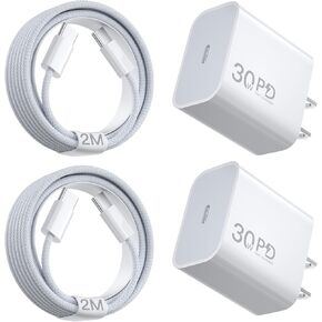 30W iPhone 16 Fast Charger Original, 30Watt USB C Charger Block with 6.6ft Woven USB C Cable, USBC Wall Chargers for iPhone 16e/16 Plus/16 Pro Max/15 Plus/iPad Pro Type C Charger Fast Charging