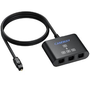 CAMWAY Digital Optical Splitter 1 in 3 Out - SPDIF Toslink Optical Audio Splitter 3 Way with 3.3ft Fiber Optic Cable,Support LPCM2.0/DTS/Dolby-AC3,ToslinkSplitter for Xbox,PS5/PS4,Headphone,Soundbar