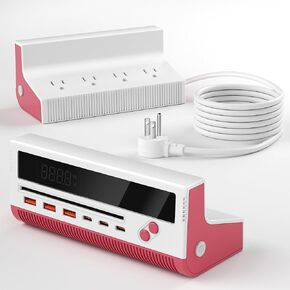 Power Strip with USB Ports Surge Protector, 10-in-1 Retro Game-Inspired USB Charger Smart Display with 4 AC Outlets, 3 USB-C & 3 USB-A Ports, 5 FT Cord Power Cord