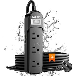 VNJ Outdoor Power Strip with 3AC Outlets, IPX6 Waterproof Surge Protector, Safety Lock Design and ETL-Certified Cables, 3FT Extension Cord for Home, Garden, and Commercial Use