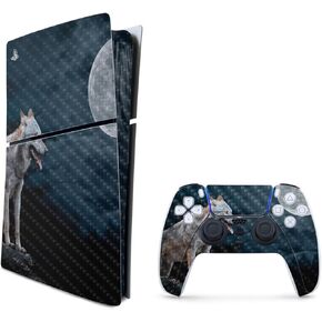 MightySkins Carbon Fiber Skin for PS5 Playstation 5 Slim Digital Edition Bundle - Happy Hunting Protective, Durable Textured Carbon Fiber Finish Easy to Apply Made in The USA