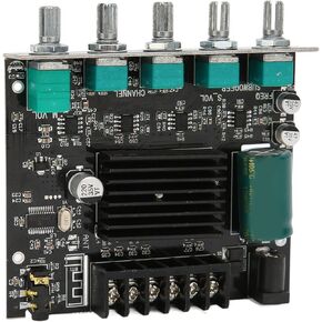 Bluetooth Power Amplifier Board, 2.1 Channel Stereo Sound Subwoofer Output BT AUX Input DIY Amplifier Board Replacement DC12 to 24V Digital Power Amp for 15 to 100W 4-8Ω Speakers