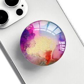 Clear Phone Grip with Expanding Kickstand,Cell Phone Collapsible Stand Gold Purple Marble Design for Smartphones