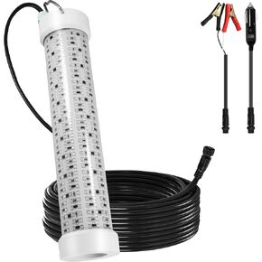 ضوء الصيد الأخضر تحت الماء مع كابل 50 قدم ، 12 فولت 200W 20000LM LED LED جاذبات ضوء ليلية غاطسة للقوارب/الأرصفة/قوارب الكاياك/المارينز ، تصنيف IP69K للمياه الطازجة والملحية