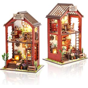 Book Nook Kit - DIY Miniature Model Wooden Dollhouse Booknook with LED Light for Adults Teen, Building Mini Puzzle Toy Bookends Shelf Decor Crafts for Boy Girls Gifts - Library of Books