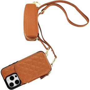 Bocasal A Stylish Crossbody Wallet Case for iPhone 16 Pro + A Leather Lipstick Case Holder
