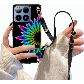 for Boost Mobile Summit 5G 2024 Case with Wrist Strap Crossbody, TPU Boost Summit5G Cover Lightweight Floral Pattern Flower Colorful Mandala Painting Boost Summit 5G Case Lanyard Hands Free