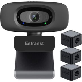 2K Quad HD Webcam with Privacy Cover & Noise-Canceling Microphone, Video Web Streaming Camera for PC Computer Desktop Laptop Mac Zoom Teams &More, 3pcs Cable Organizer