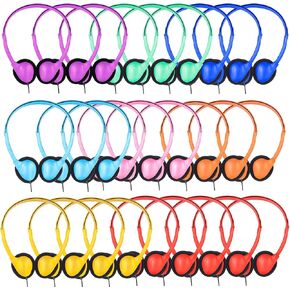 Classroom Headphones Bulk 16 Pack for Kids School,Wholesale Class Set Headphones for Students Children Toddler Teens Boys Girls and Adult Multi Color 3.5mm Jack