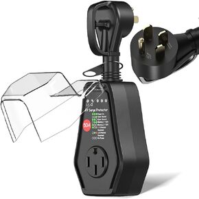 50 Amp RV Surge Protector with Waterproof Cover, 50A RV Surge Protectors for Camper & Travel Trailers, 18000 Joules, with Unique Surge Protection Module