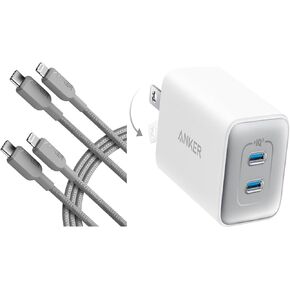 Anker iPhone Fast Charging Cable,2pack-6ft,310 USB-C to Lightning Braided Cable & 47W USB C Charger (Nano 3)