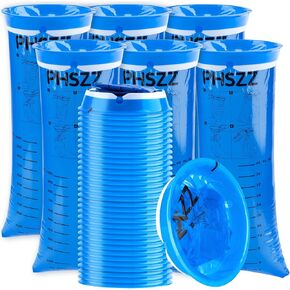 100 Pack Vomit Bags Disposable, Leak Resistant Barf Bags, Portable Blue Vomit Bag, 1000 Ml Emesis Puke Throw Up Nausea Motion Sickness Bag for Car, Travel Aircraft, Taxi