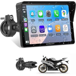 2025 Wonsidary W722 for Motorcycle CarPlay & Android Auto,7" Waterproof Smart GPS Navigation System Screen,Car Play Moto with Light Sensor,Dual Bluetooth,Siri/G-Assist,EQ,USB/Hardwired Power Supply