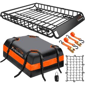 Fivklemnz Car Rooftop Cargo Carger Bag Bag مقاومة للماء لجميع مركبة مع/بدون رف يشمل Topper مضاد للانزلاق + الأشرطة المعززة + 6 خطافات الباب + قفل الأمتعة