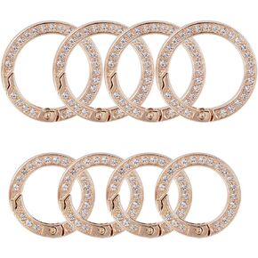 GORGECRAFT 8Pcs Rhinestone O Ring 0.97 Inch Bling Gate Rings Bulk Platinum Round Spring Clips Carabiner Snap Clip Buckle for DIY Jewelry Keychain Making Handbag Purse Bags Strap Car Keyring