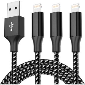 iPhone Charger [Apple MFi Certified] 3pack 10FT Long Lightning Cable Fast Charging High Speed Data Sync USB Cable Compatible iPhone 13/12/11 Pro Max/XS MAX/XR/XS/X/8/7/Plus/6S (Grey Black)