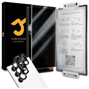 2+2 حزمة لـ Samsung Galaxy S23 واقي شاشة الخصوصية الفائقة [Not Glass] ، 2 حزمة من السيراميك مع 2 حزمة حامي عدسة الكاميرا ، مضاد للجاسمة ، بصمات الأصابع متوافقة وسهلة التثبيت