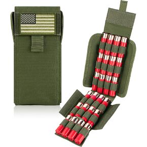 IronSeals 24 Round Shotgun Shotshell Ammunition Reload Holder Quick Access Molle Pouch with Flag Patch for 12 Gauge/20G