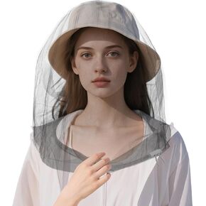1 Pack Extra Large Mosquito Head Net 42 x 25 Inches Oversized Mosquito Head Mesh Netting Face Neck Fly Netting Fits All Hats for Men Women for Outdoor Camping Hiking Fishing Gardening (White)