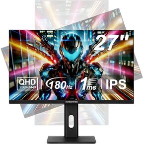 34-Inch Ultrawide Curved Gaming Monitor 180Hz, UWQHD 3440 x 1440 1500R Borderless Screen with Speaker, 4000：1 Contrast, sRGB 126%, FreeSync G-SYNC, PIP/PBP, Tilt/Height Adjustable, HDMI, DisplayPort