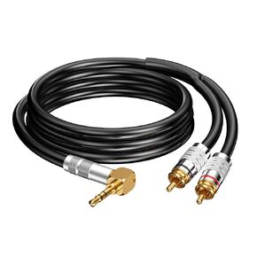 3.5mm to RCA Cable, Aux Stereo Audio Adapter Jack 1/8 to RCA Audio Y Cord for Headphone,MP3,Tablet,Speaker,MP3,HDTV,Phone,Black, 6.5FT