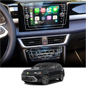 Ruiya Screen Protector for VW Taos 8" & Air Conditioner Touchscreen,for 2022-2025 VW Taos Accessories 9HD Tempered Glass Compatible with 2022 2023 2024 2025 VW Taos SE/SEL (3PCS/Sets)