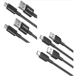 Anker 6 ft Premium Double-Braided Nylon Lightning Cable, Apple MFi Certified USB C Cable, [2 Pack, 3ft] 310 USB A to USB C Charger Cable, USB A to Type C Charger Cable Fast Charging