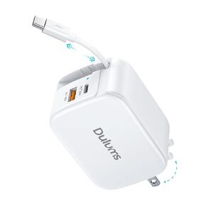 Retractable Wall Charger,40W Fast USB Charging Block,QC3.0+PD Fast Charger Adapter for iPhone 16/15/14/13,Galaxy S24/23,Pixel,Portable Wall Plug for Home Office Travel (with 2.6 FT Lightening Cable)