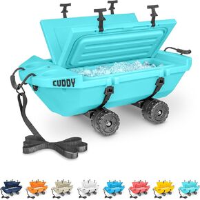 Cuddy Crawler Cooler with Wheels – 40 QT Amphibious Floating Cooler and Dry Storage Vessel - Multiple Color Options
