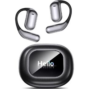 EUQQ Ultra Open-Ear-Headphones Wireless Bluetooth - Ergonomic Pro Bone Conduction Earbuds with Soft, Airy Silicone Design, Over-The-Ear Earbuds for Running, Sports, Fitness and Workouts, Black