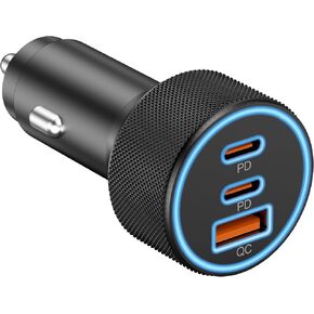USB C Car Charger, 3-Port 67W Dual USBC & USB-A Car Phone Accessories Fast Power Adapter Cargador Carro PD/QC Cigarette Lighter for iPhone 16/15, iPad, Samsung Galaxy S25/S24, Pixel, Android, 2-Pack