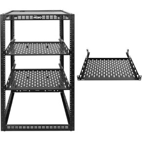 Tecmojo 20U Open Frame Network Rack & 14in Server Rack Shelf