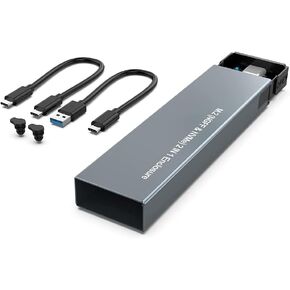 Aluminum M.2 NVME SATA SSD Enclosure Adapter, USB 3.2 Gen 2 (10 Gbps) to NVME PCI-E SATA M-Key/(B+M) Key Solid State Drive External Enclosure Support UASP Trim for NVME/SATA SSDs 2242/2260/2280