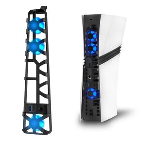 مروحة PS5 Pro مع مصابيح USB Port & Blue LED ، والمراوح الثلاثية عالية السرعة للتبريد الفعال ، والتشغيل الهادئ ، والسرعة القابلة للتعديل ، ومروحة التبريد PS5 PREMIUM