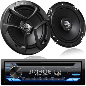 JVC KD-SR87BT Bluetooth CD Car Stereo with USB Port Plus JVC CS-J620 300W 6.5" CS Series 2-Way Coaxial Car Speakers, Set of 2, 6.5