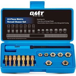 Orion Motor Tech 48 Piece Thread Chaser Set, Metric and SAE Thread Repair Kit with 22 Taps 24 Dies 2 Thread Files, Universal Rethreading Kit Thread Restorer Tool Set in UNC UNF Metric Sizes with Case